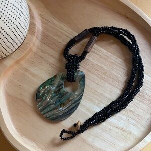 Shell Black Beaded Necklace from Indonesia